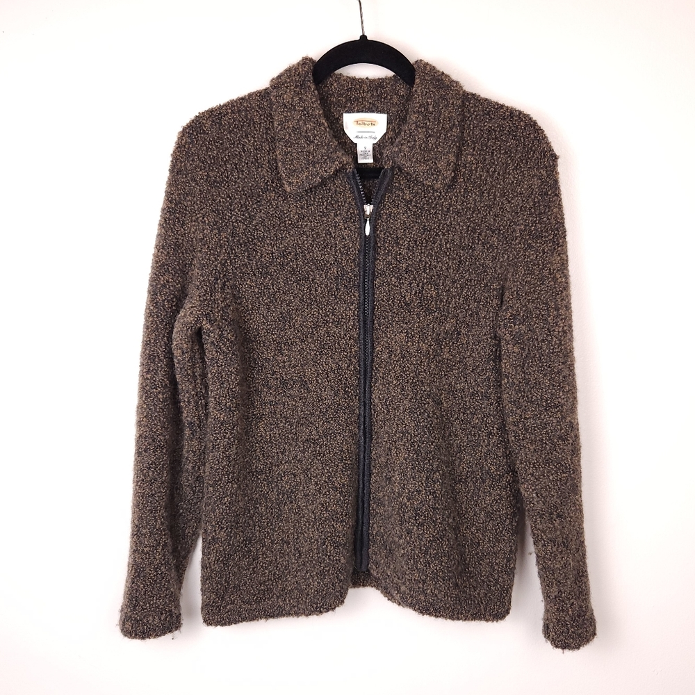 Talbots Wool Zipper Closure Cardigan Sweater Made in Italy